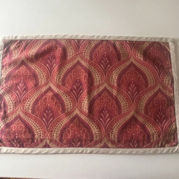 Vtg Pottery Barn Moroccan Linen Blend Pillow Covers (2) Red & Green 16x26 - Picture 2 of 6